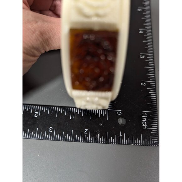 Vintage Sarah Coventry Rose Lucite Bangle Bracelet Faux Amber Cream 8.5" - Picture 13 of 13